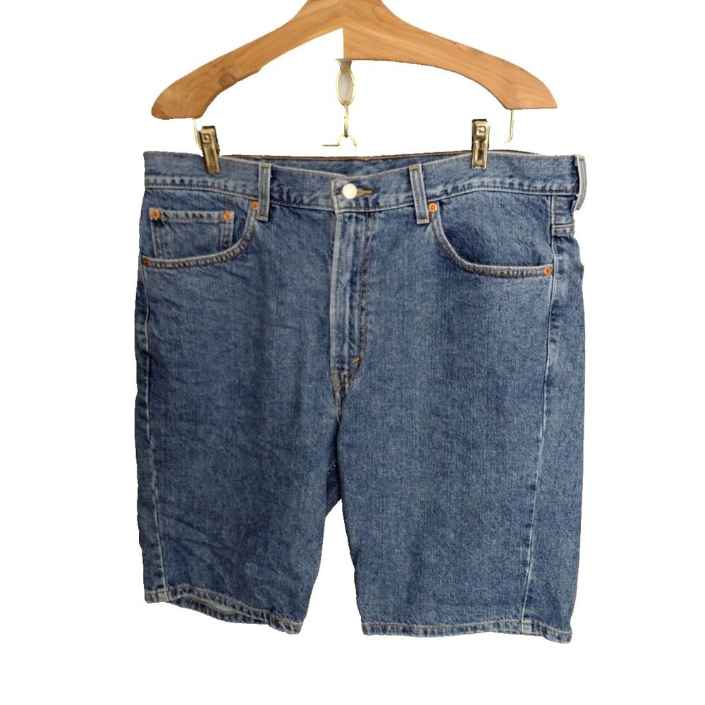 Levi 505 Denim Mens Shorts 38" Waist Medium Wash No Flaws